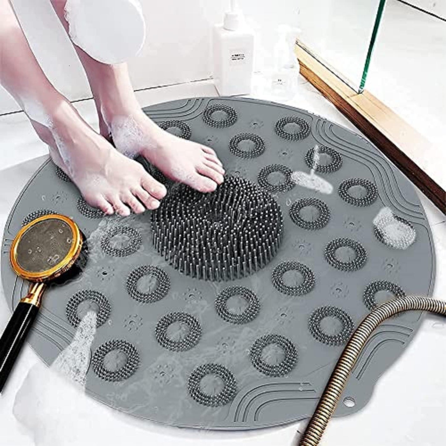 Silicone Shower Foot Scrubber & Massager Mat (Pack of 2)