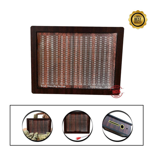Wooden Money Saving Box – 1,00,000 Rupees Piggy Bank