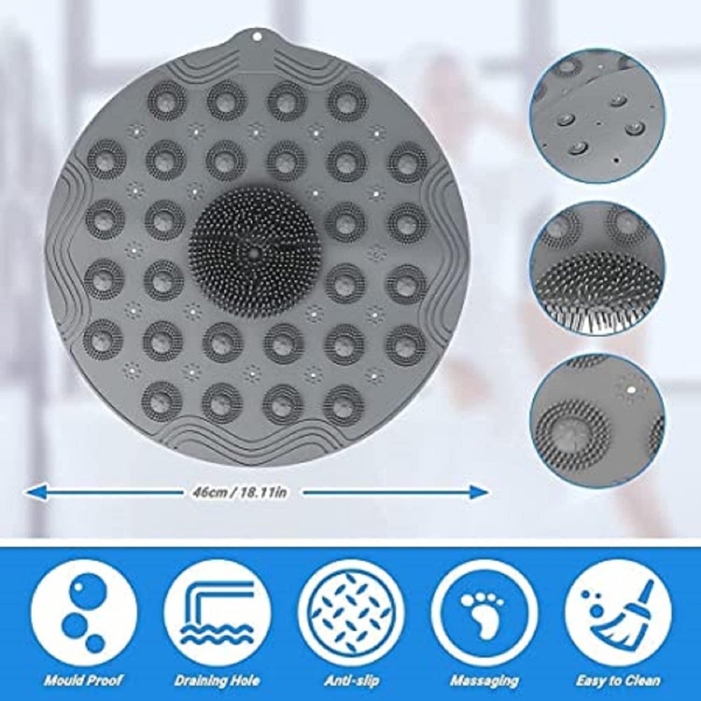 Silicone Shower Foot Scrubber & Massager Mat (Pack of 2)