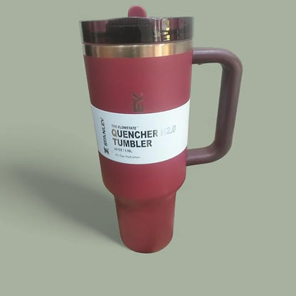 Premium Steel Insulated Tumbler with Handle & Straw